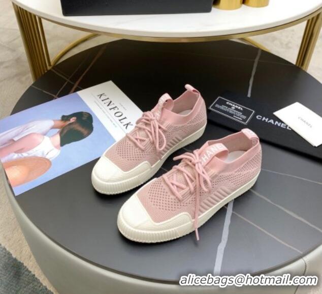 Top Quality Chanel Knit Sock Sneakers 033038 Pink 2021