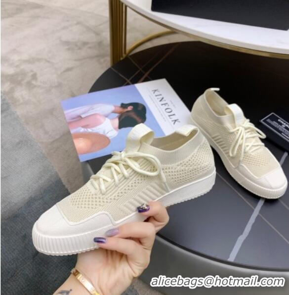 Trendy Design Chanel Knit Sock Sneakers 033038 Apricot 2021