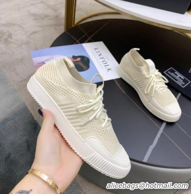 Trendy Design Chanel Knit Sock Sneakers 033038 Apricot 2021