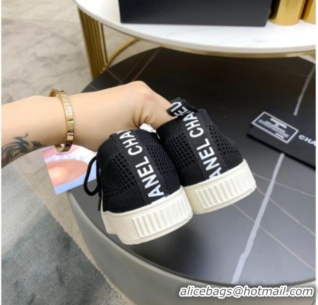 Good Product Chanel Knit Sock Sneakers 033038 Black 2021