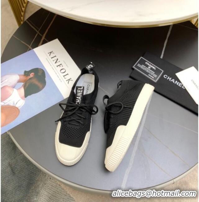 Good Product Chanel Knit Sock Sneakers 033038 Black 2021