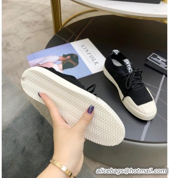 Good Product Chanel Knit Sock Sneakers 033038 Black 2021