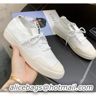 Popular Chanel Knit Sock Sneakers 033038 White 2021