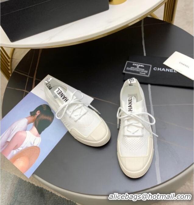 Popular Chanel Knit Sock Sneakers 033038 White 2021