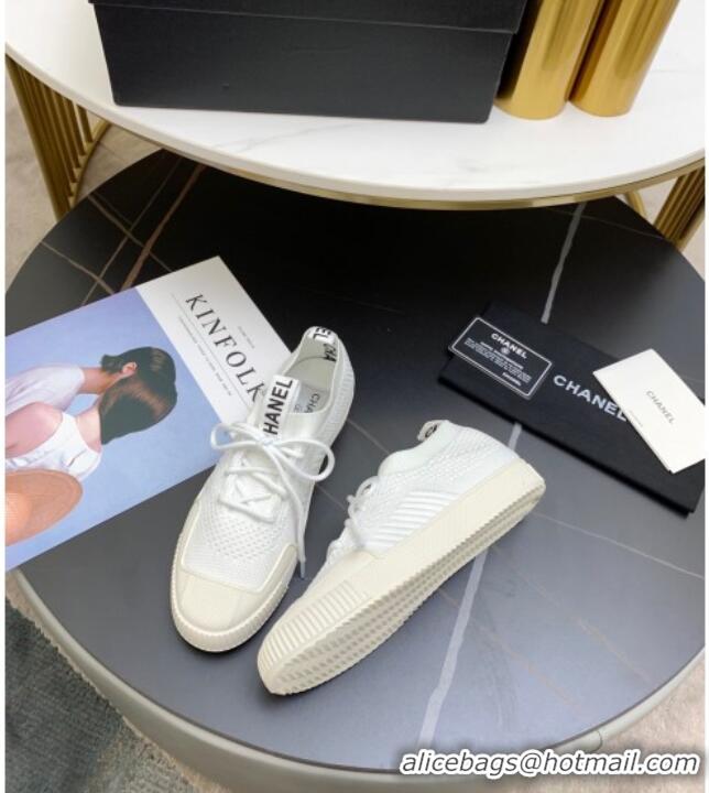 Popular Chanel Knit Sock Sneakers 033038 White 2021