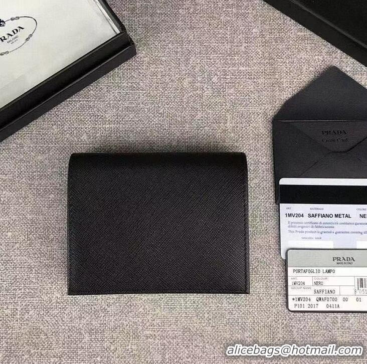 Famous Brand Prada Saffiano Leather Wallet 2MH523 Black