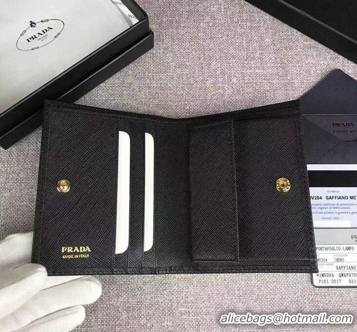 Famous Brand Prada Saffiano Leather Wallet 2MH523 Black