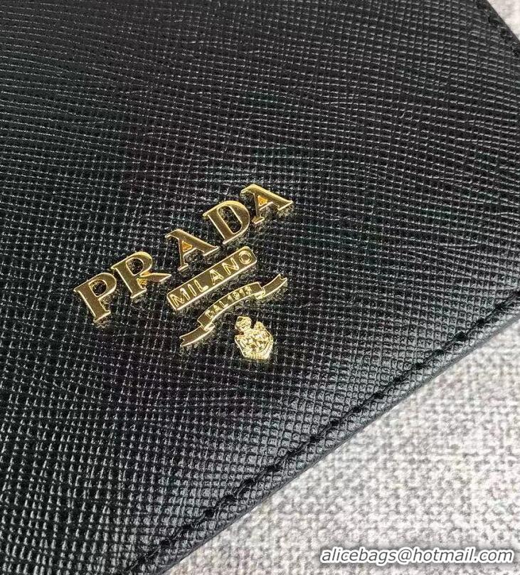 Famous Brand Prada Saffiano Leather Wallet 2MH523 Black