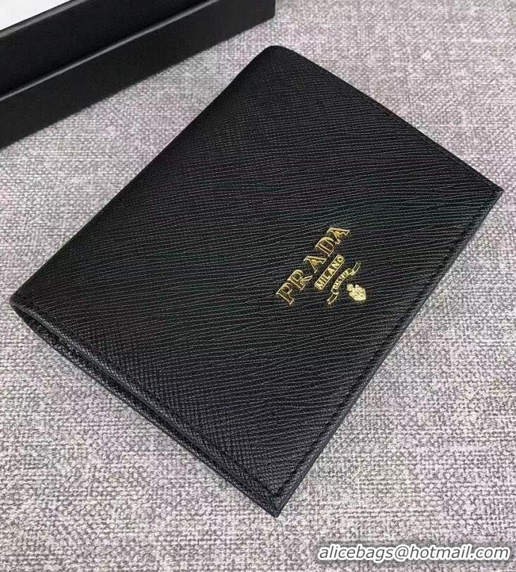 Famous Brand Prada Saffiano Leather Wallet 2MH523 Black