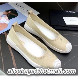 Unique Grade Chanel Canvas Flat Loafers Shoes 33042 Beige 2021