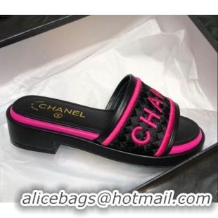 Cute Chanel Embroidered Slide Sandals G34826 Pink 2021 