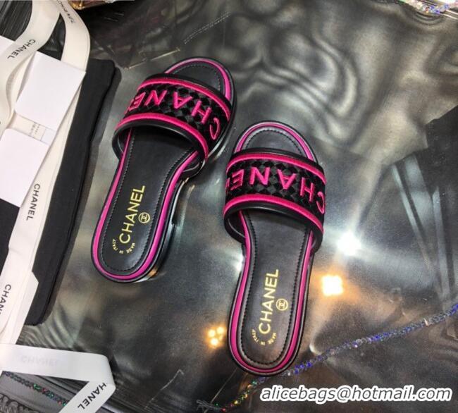 Cute Chanel Embroidered Slide Sandals G34826 Pink 2021 