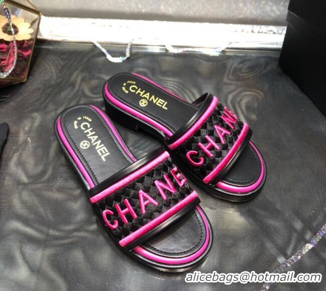 Cute Chanel Embroidered Slide Sandals G34826 Pink 2021 