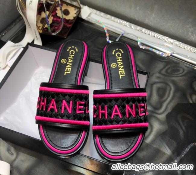 Cute Chanel Embroidered Slide Sandals G34826 Pink 2021 