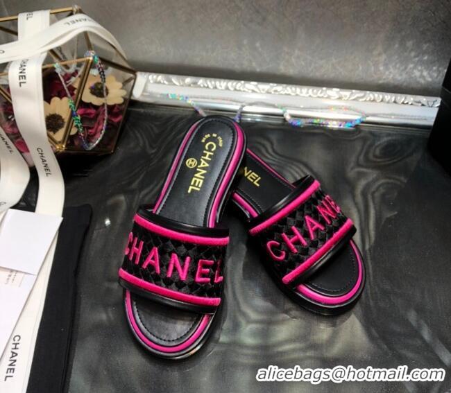 Cute Chanel Embroidered Slide Sandals G34826 Pink 2021 