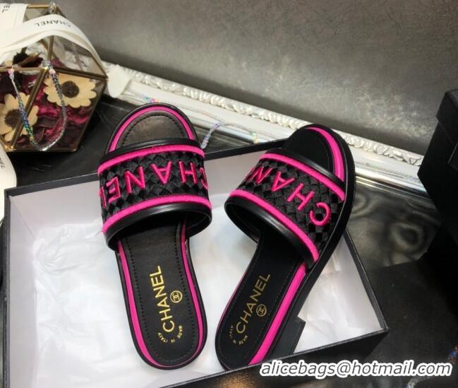 Cute Chanel Embroidered Slide Sandals G34826 Pink 2021 