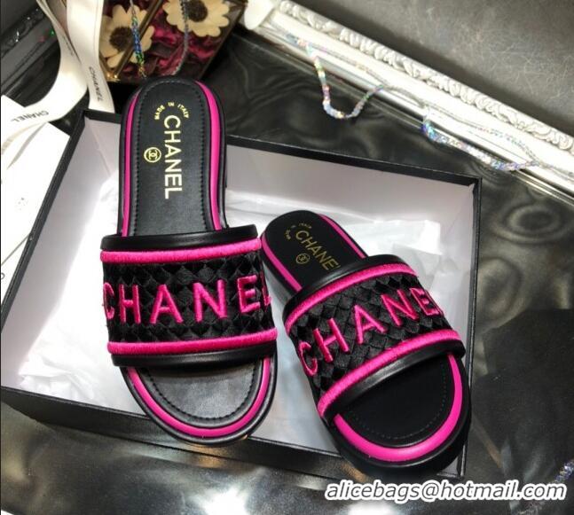 Cute Chanel Embroidered Slide Sandals G34826 Pink 2021 