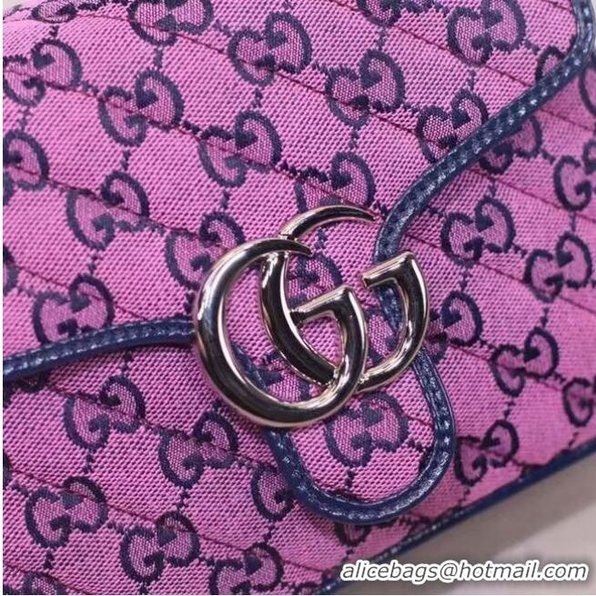 Famous Brand Gucci GG Marmont Multicolor mini top handle bag 583571 Pink and blue