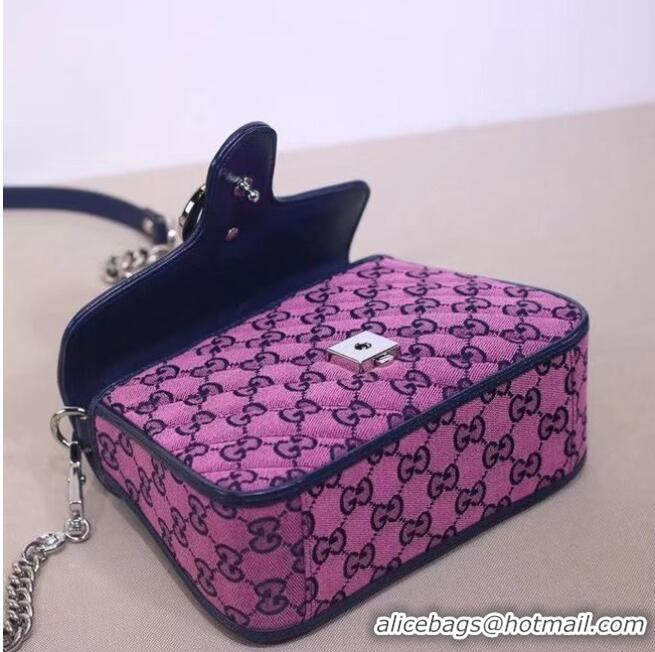 Famous Brand Gucci GG Marmont Multicolor mini top handle bag 583571 Pink and blue