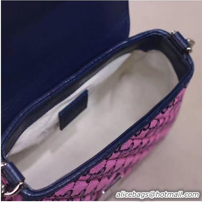 Famous Brand Gucci GG Marmont Multicolor mini top handle bag 583571 Pink and blue