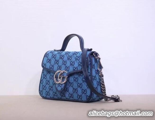 Well Crafted Gucci GG Marmont Multicolor mini top handle bag 583571 Blue