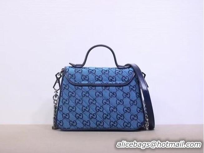 Well Crafted Gucci GG Marmont Multicolor mini top handle bag 583571 Blue