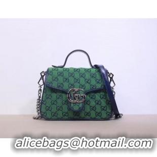 Famous Brand Gucci GG Marmont Multicolor mini top handle bag 583571 green