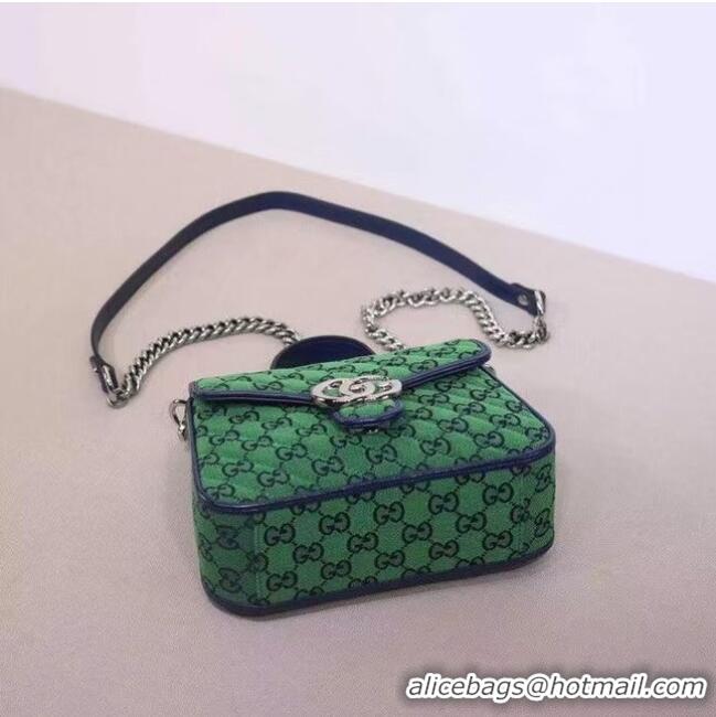 Famous Brand Gucci GG Marmont Multicolor mini top handle bag 583571 green