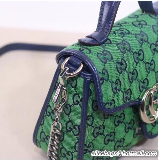 Famous Brand Gucci GG Marmont Multicolor mini top handle bag 583571 green