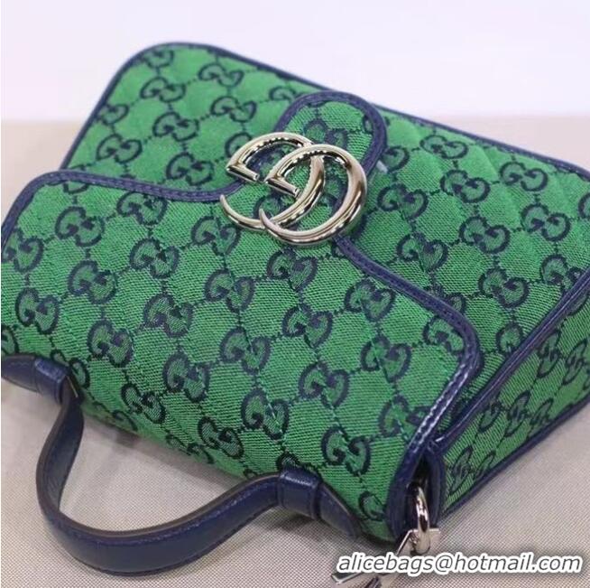 Famous Brand Gucci GG Marmont Multicolor mini top handle bag 583571 green