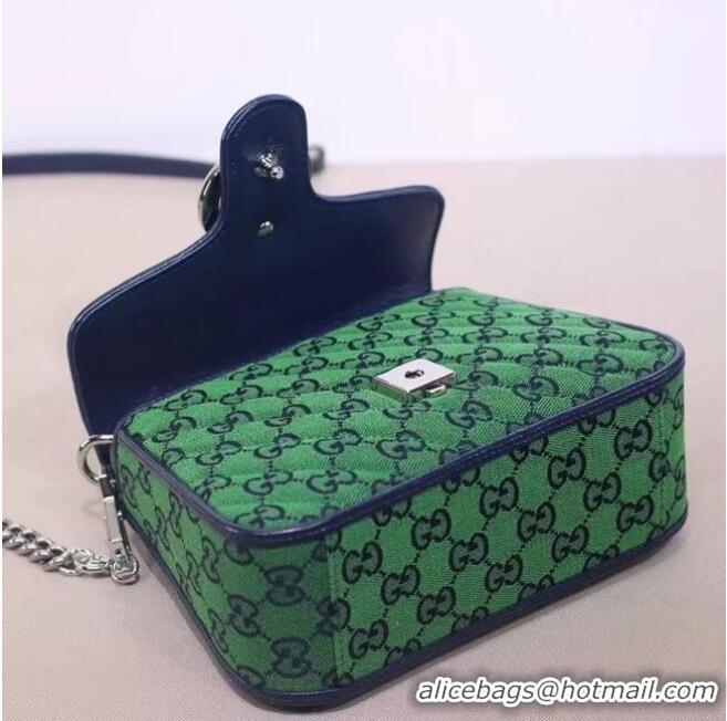 Famous Brand Gucci GG Marmont Multicolor mini top handle bag 583571 green