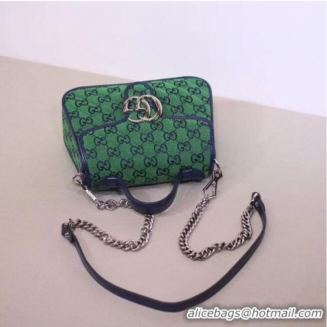 Famous Brand Gucci GG Marmont Multicolor mini top handle bag 583571 green