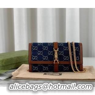 Promotional Gucci Jackie 1961 chain wallet denim 652681 Blue