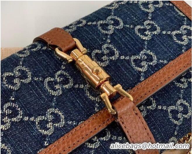 Promotional Gucci Jackie 1961 chain wallet denim 652681 Blue