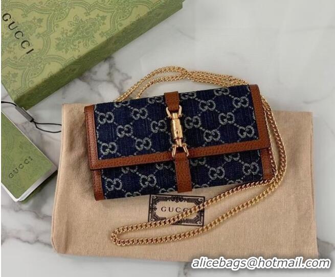 Promotional Gucci Jackie 1961 chain wallet denim 652681 Blue