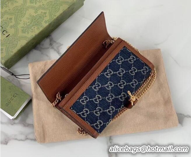 Promotional Gucci Jackie 1961 chain wallet denim 652681 Blue