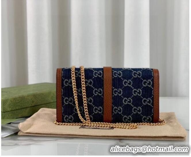 Promotional Gucci Jackie 1961 chain wallet denim 652681 Blue