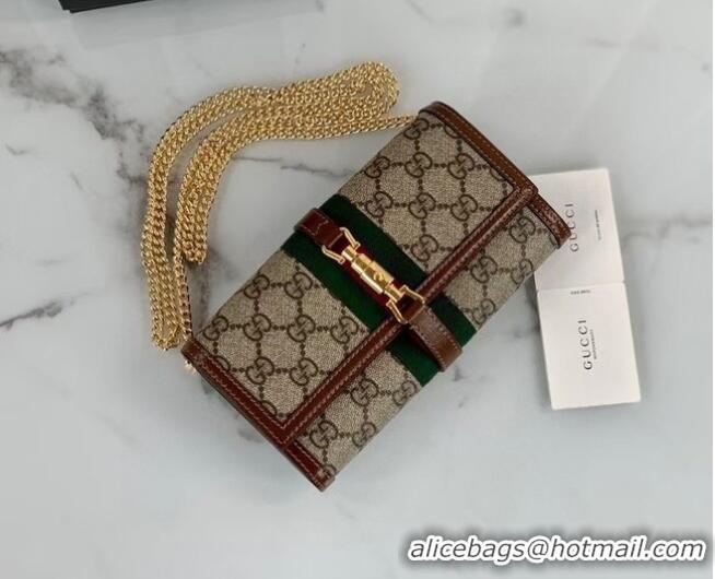 Hot Sell Cheap Gucci Jackie 1961 chain wallet 652681 Brown