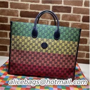 Affordable Price Gucci GG shopping bag 659980 Green&yellow&red& powder