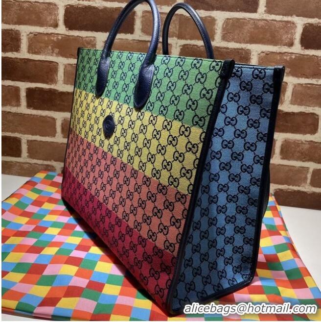 Affordable Price Gucci GG shopping bag 659980 Green&yellow&red& powder