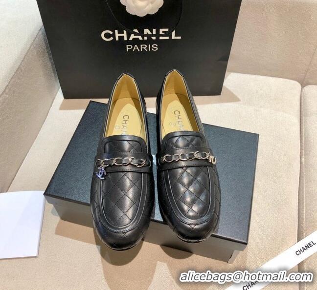 Affordable Price Chanel Lambskin Loafers G37312 Black 2021