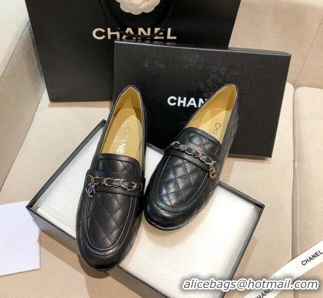 Affordable Price Chanel Lambskin Loafers G37312 Black 2021