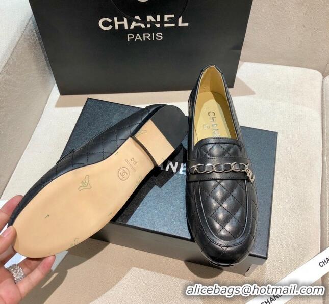 Affordable Price Chanel Lambskin Loafers G37312 Black 2021