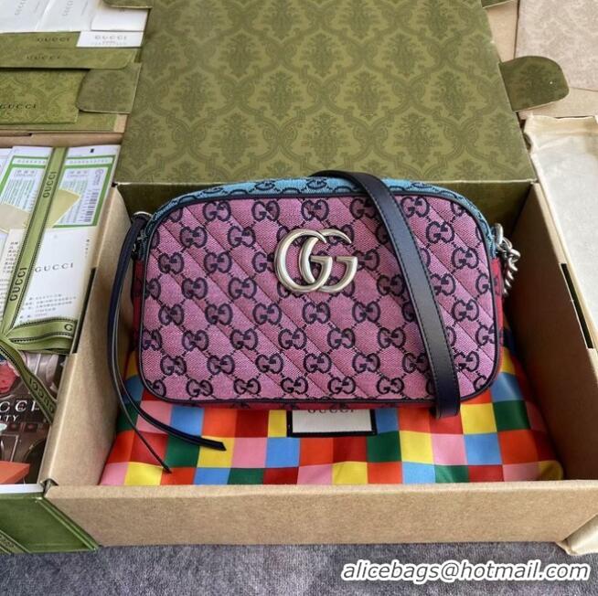 Best Price Gucci GG Marmont Multicolor small shoulder bag 447632 Green&yellow&red& powder