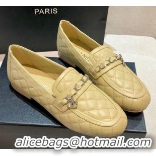 Low Price Chanel Lambskin Loafers G37312 Apricot 2021