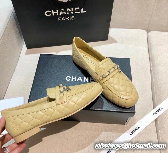 Low Price Chanel Lambskin Loafers G37312 Apricot 2021