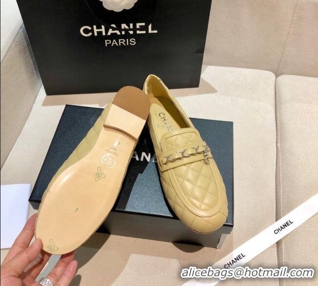 Low Price Chanel Lambskin Loafers G37312 Apricot 2021