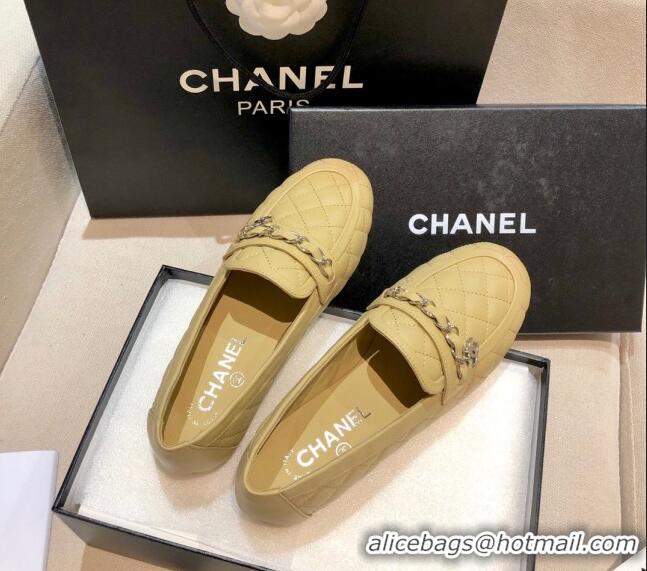 Low Price Chanel Lambskin Loafers G37312 Apricot 2021