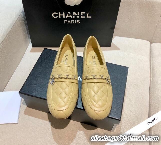 Low Price Chanel Lambskin Loafers G37312 Apricot 2021