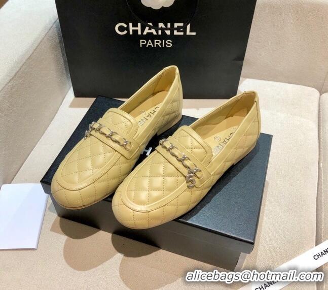 Low Price Chanel Lambskin Loafers G37312 Apricot 2021